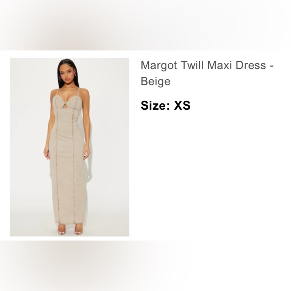 NWT Fashion Nova Elegant Tan Maxi Dress size XS - Picture 2 of 2